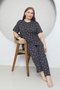 Plus Size Pink Small Heart Patterned Pajama Set - 4