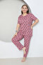 Plus Size Long Sleeve Seasonal Heart Patterned Pajama Set