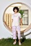 Lodos Store Aydoğan Women's Short Sleeve Capri Bermuda Summer Viscose Pajamas Set Heart Patterned