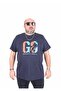 Men's Plus Size Crew Neck T-Shirt Lets Go 25161 Navy
