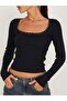 Y2K Lace Detail Long Sleeve Crop Top Kst