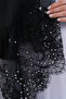 Black Crepe Chiffon Fabric with Hand Embroidery, Long Lez Lace, and Luxurious Shawl with Stones. - 5