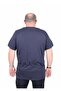 Men's Large Size Crew Neck T-Shirt Want 25160 Navy Blue - 3