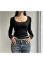 Y2K Lace Detail Long Sleeve Crop Top Kst - 5