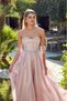 Ömür Inn Women's Strapless Stone Embroidered Long Evening Dress 0396 Powder Pink - 2