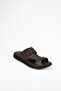 Men's Genuine Leather Flip Flops Brown - 4