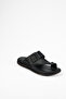 Men's Genuine Leather Flip Flops Black - 4