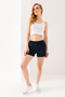 Women's elastic waist lace-up pocket shorts navy blue - 25607 - 5