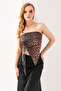 بلوزة نسائية بدون حمالات برباط غير متماثل - 2453