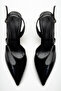 Women's Black Patent Leather Thin Heeled Stileto Design Model Classic Heeled Shoes - 3
