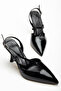 Women's Black Patent Leather Thin Heeled Stileto Design Model Classic Heeled Shoes - 4