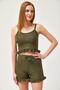 Strappy Ruffle Shorts Suit Khaki
