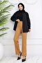 Buttoned Palazzo Trousers Camel 3043 - 4