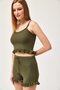 Strappy Ruffle Shorts Suit Khaki - 2