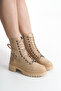 Alice Women's Nude Wrinkled Patent Leather Lace up Zippered Boots - 3