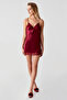 9850- Satin Guipure Detailed 6 Piece Nightwear Set