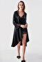 9850- Satin Guipure Detailed 6 Piece Nightwear Set