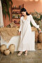 Women's V-Neck Lined Muslin Dress Nbdm6022 - 3