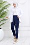 Double Button Detailed Pocket Carrot Trousers Navy Blue 3045 - 3
