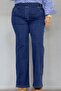 Belted Wide Elastic Spanish Leg Large Size Jean Jeans Trousers Navy Blue - 2