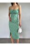 Women's Green Daisy Patterned Sling Dress 10546