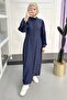 Ms333 Buttoned Cobalt Blue Dress - 2