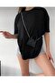 Women's Black Plain Unprinted Oversize T-Shirt - 2