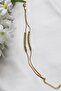 Bead Detailed Double Chain Anklet Gold Steel - 4