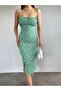 Women's Green Daisy Patterned Sling Dress 10546 - 2