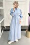 Ms333 Buttoned Turquoise Dress