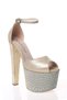 Women's Open Toe 17 cm High Platform Heeled Evening Dress Shoes