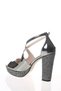 Women's Shiny Stone Open Front Thick Heeled Evening Dress Shoes - 4