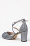 Women's Shiny Open Front Thick Heeled Evening Dress Shoes - 4