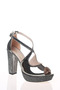 Women's Shiny Stone Open Front Thick Heeled Evening Dress Shoes - 3