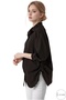 Women's Drawstring Black Oversize Shirt - 5