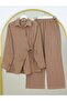 Cross Buttoned Double Laced Muslin Suit - Mink