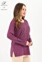 Women's Middle Age and Above Viscose Leaf Pattern Stone Embroidered Lycra Pink Mother Combed Cotton Blouse - 2
