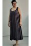 Smoked Front and Back Gathered Collar Piping Detailed Combed Viscose Dress - 2