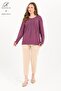 Women's Middle Age and Above Viscose Leaf Pattern Stone Embroidered Lycra Pink Mother Combed Cotton Blouse - 3