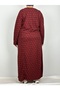 Women's Black Red Pentagonal Neck Long Sleeve Suede Mother Dress - 3