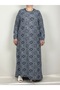Women's Navy Blue White Crew Neck Long Sleeve Sleeve Ankles Elastic Suede Seasonal Mother Dress - 3