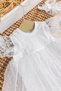Tulle Bandana 100% Cotton Baby Girl Stylish Special Occasion Dress Set Cream - 3