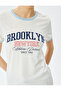 Beige Slogan Printed T-Shirt - 5