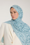 Pure Tone Shawl - Marginal Pattern - Aqua Green - Green - 4