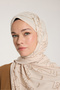 Pure Tone Shawl - Marginal Pattern - Beige - Mink