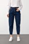 High Waist Carrot Fit Jean Pants Dark Blue 7573 - 3