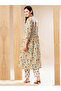Floral Print Mandarin Collar A-Line Kurta and Trouser Set - 3