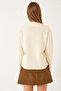 Women's Ecru Teddy Embroidered Basic Sweater 20247602 - 5