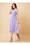 Polka Dot Print Smocked Strappy A-Line Midi Dress - 3