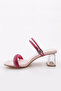 Women's Sandals - 901 Model, Square Toe, Transparent Heels, Powder Satin - 3